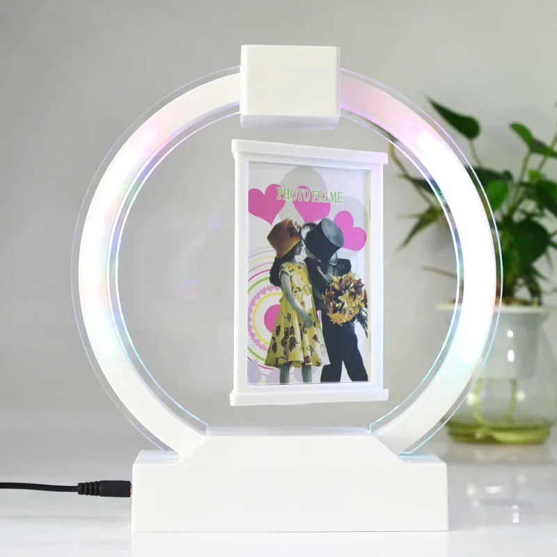 Magnetic floating photo frame holder