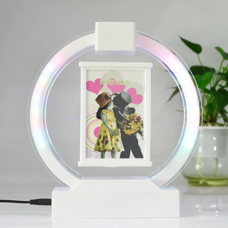 Magnetic floating photo frame holder